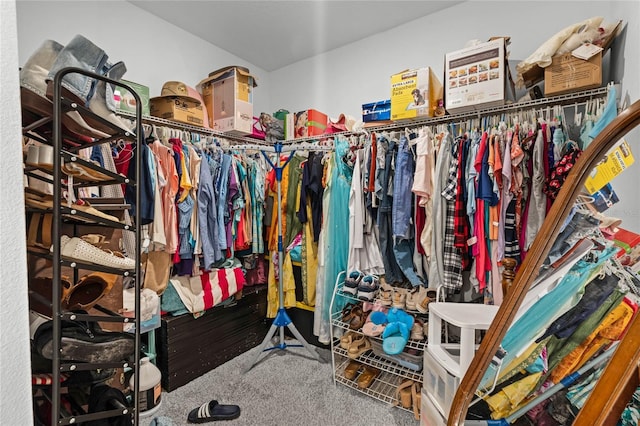 spacious closet with carpet