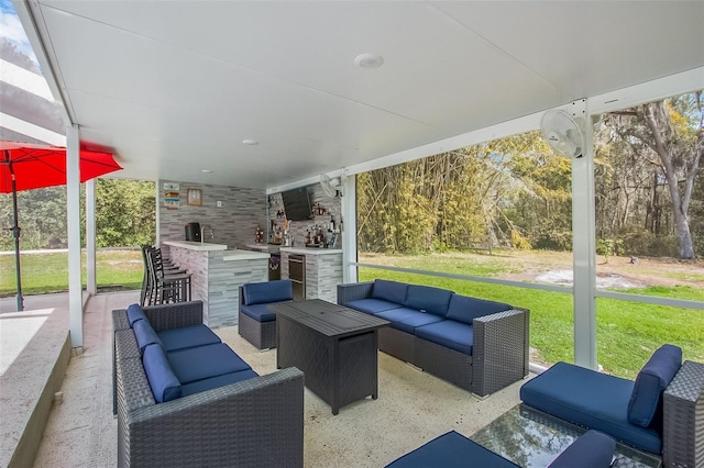 view of patio featuring outdoor wet bar and outdoor lounge area