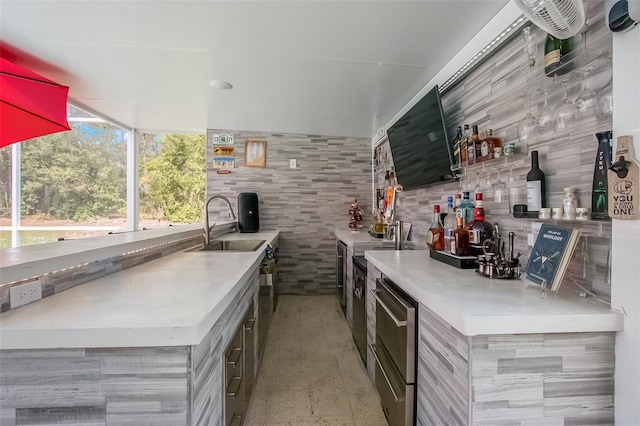 bar with a bar and a sink