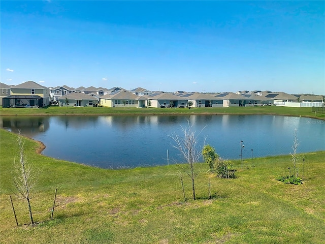 view of water feature with a residential view