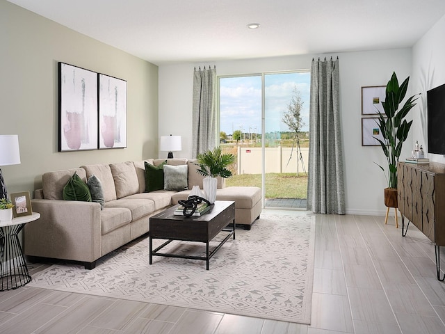 living area with baseboards