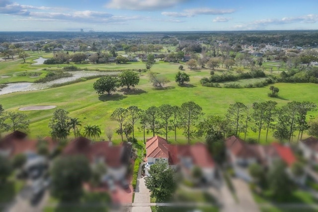 drone / aerial view featuring view of golf course