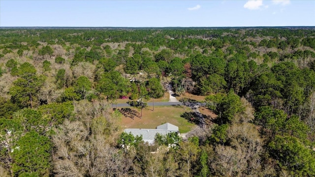 drone / aerial view with a forest view