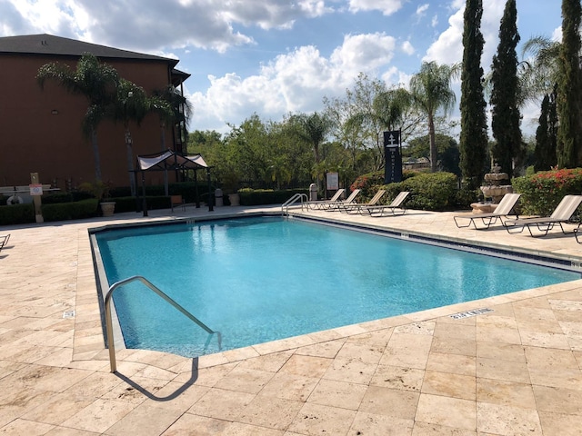 community pool with a patio