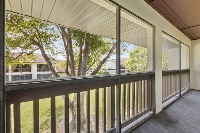 view of unfurnished sunroom