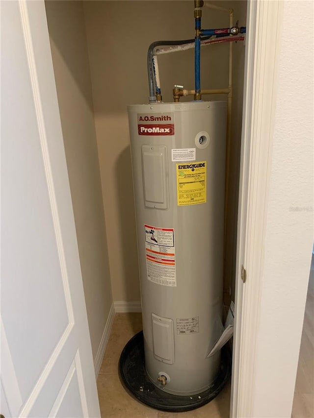 utility room featuring electric water heater