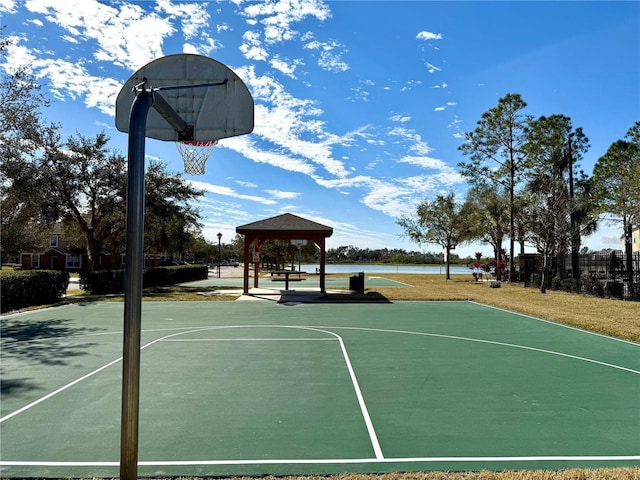 view of sport court with community basketball court and a gazebo