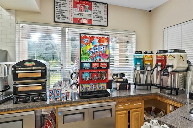 interior space with dark countertops