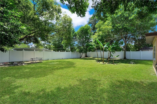 view of yard featuring a fenced backyard