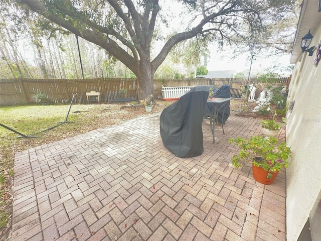 view of patio featuring a fenced backyard