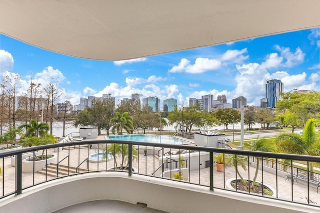 balcony featuring a city view