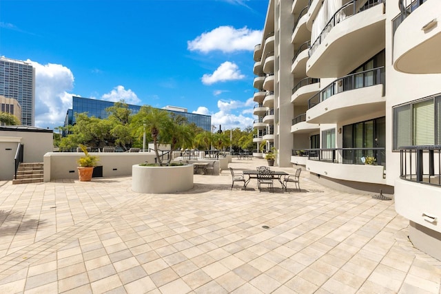 view of patio with a view of city