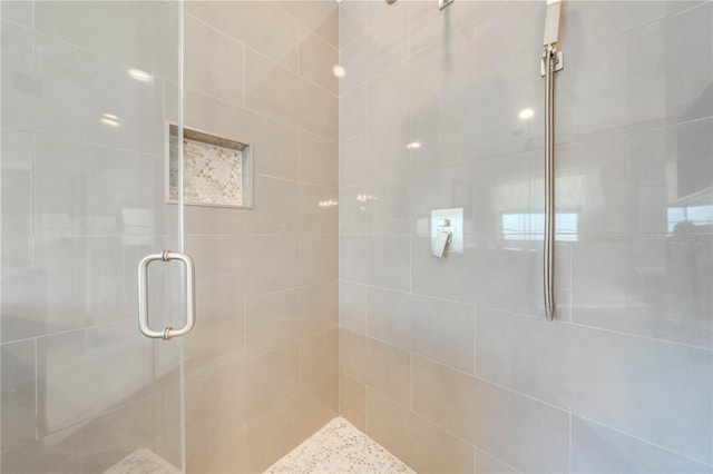 bathroom with a shower stall