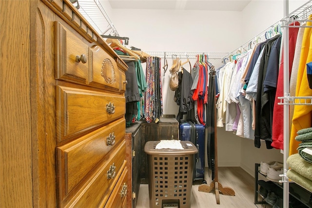 spacious closet with light wood-type flooring