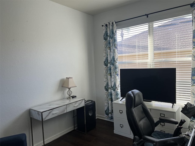 office area featuring dark wood-style floors