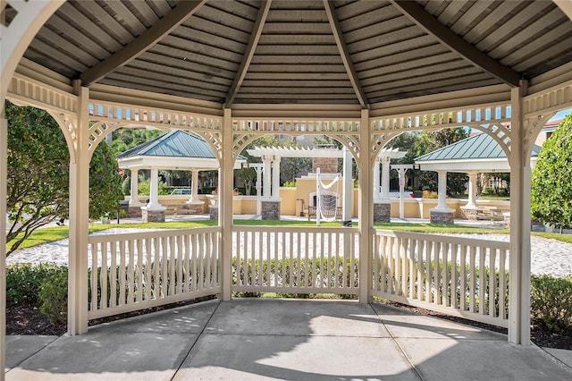 view of patio featuring a gazebo