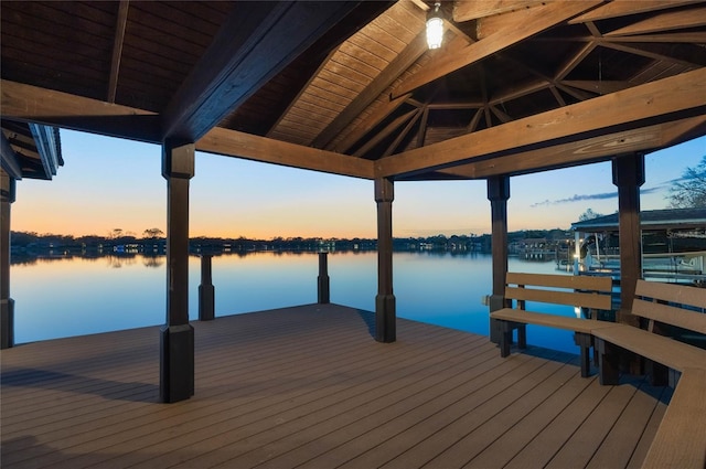 view of dock featuring a water view