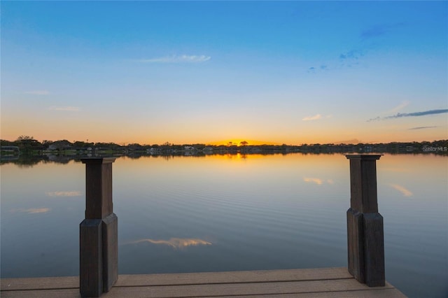 dock area featuring a water view