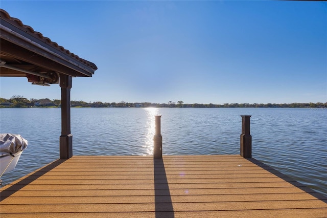 dock area featuring a water view