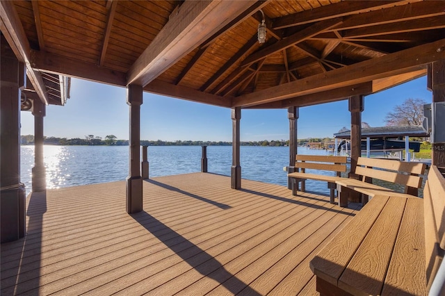 view of dock featuring a water view