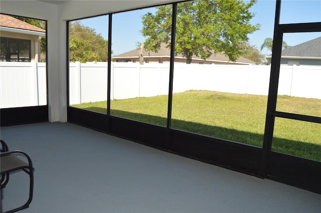 view of unfurnished sunroom