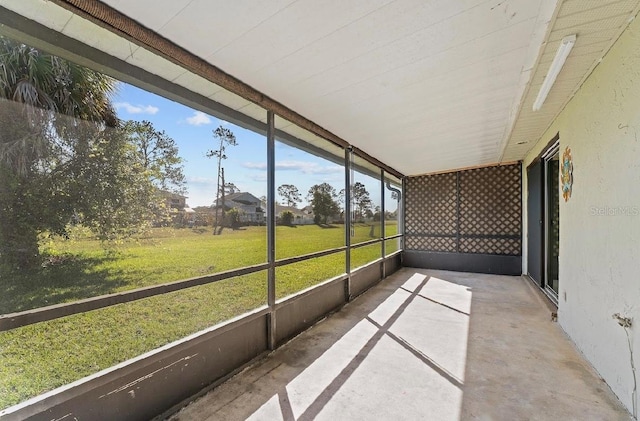 view of unfurnished sunroom