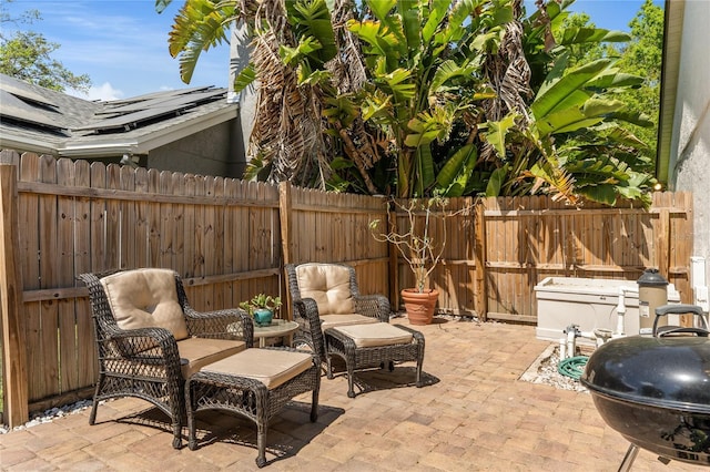 view of patio featuring a fenced backyard