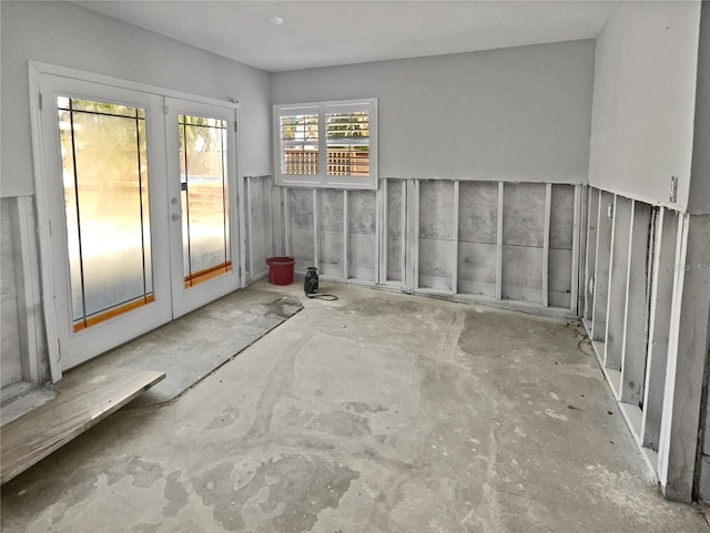 empty room featuring french doors