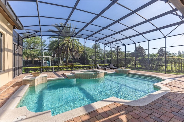 12860 Jacob Grace Ct, Windermere, FL 34786 - view of swimming pool with a pool with connected hot tub, a lanai, and a patio area