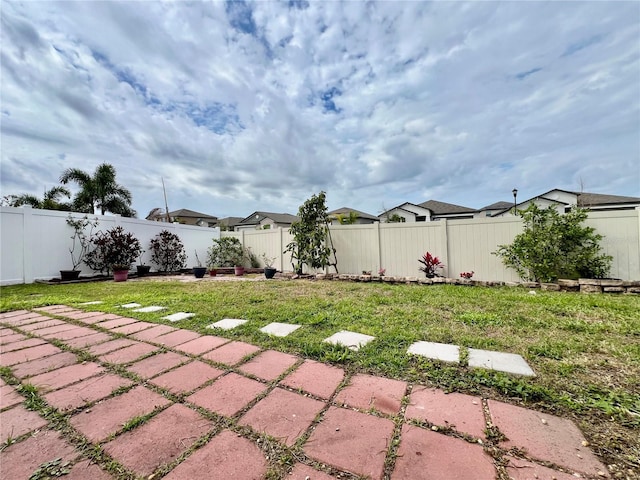 view of yard featuring a fenced backyard