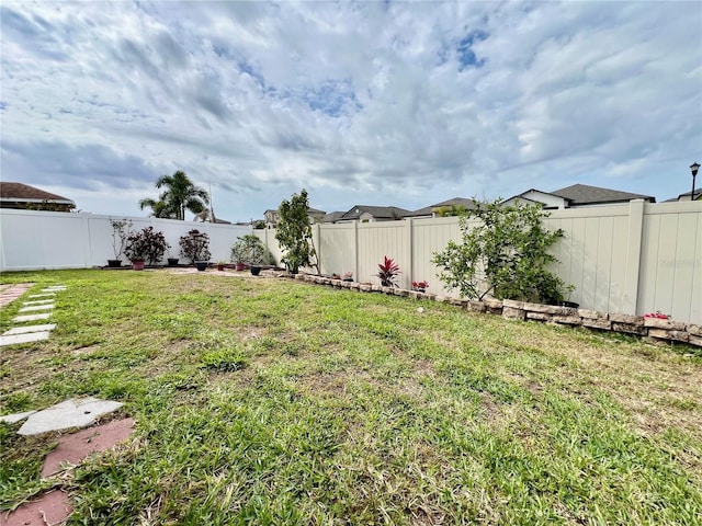 view of yard featuring a fenced backyard