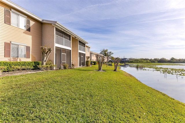 exterior space featuring a water view