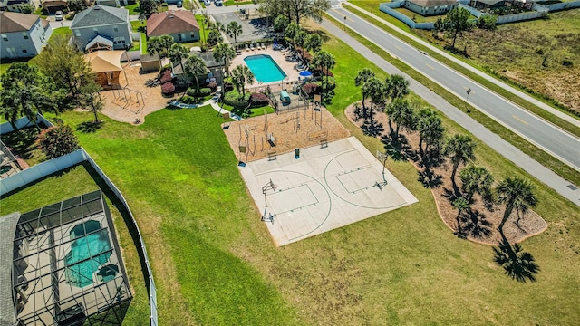 aerial view with a residential view