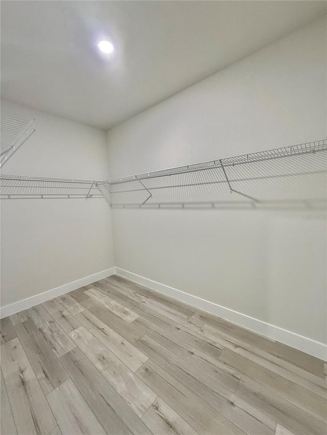 walk in closet featuring light wood-type flooring