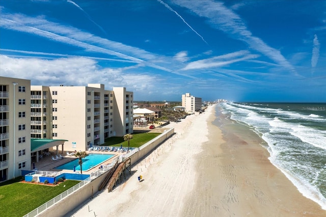 exterior space featuring a beach view