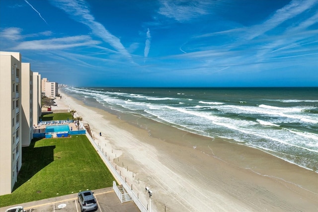 view of water feature featuring a beach view