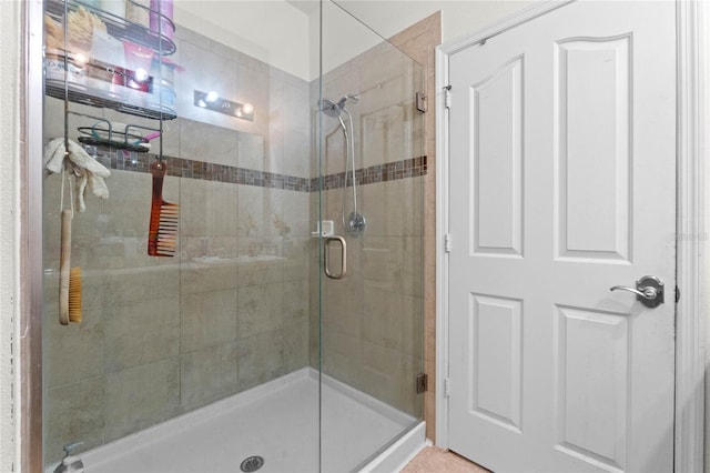 bathroom with a shower stall