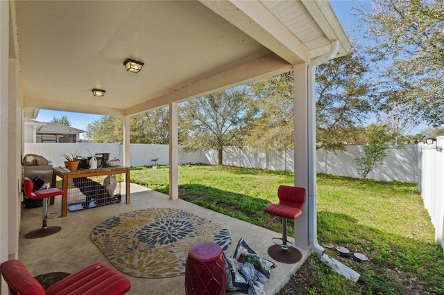 view of patio featuring a fenced backyard