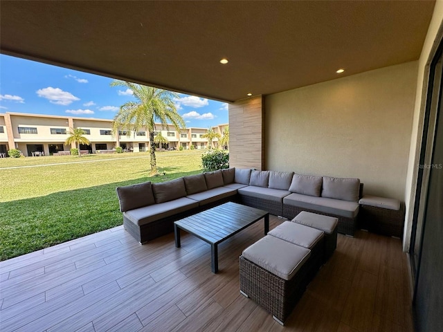 view of patio featuring an outdoor hangout area