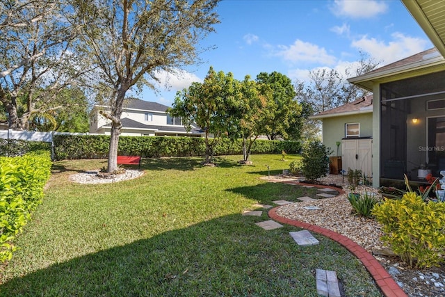 view of yard with fence