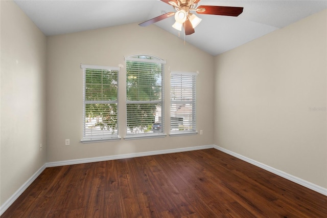 2015 Shalimar Loop, Sanford, FL 32773 - empty room featuring ceiling fan, wood finished floors, baseboards, and lofted ceiling