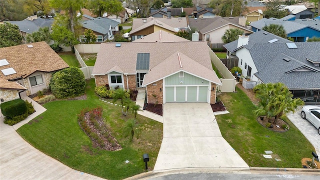 drone / aerial view with a residential view