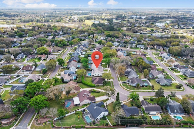 drone / aerial view with a residential view