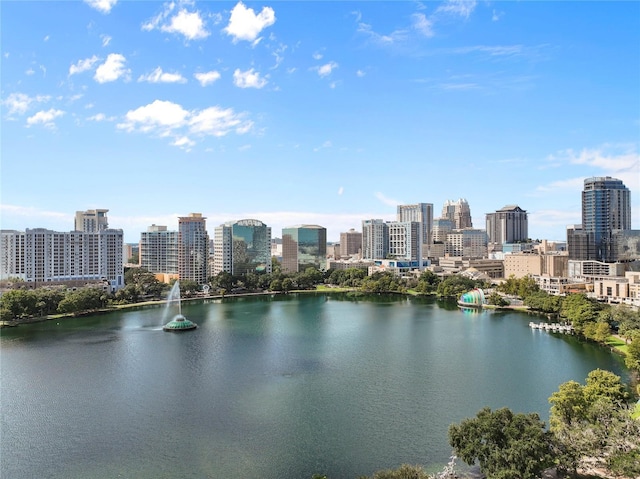 water view with a view of city