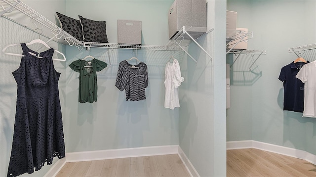 walk in closet featuring wood finished floors