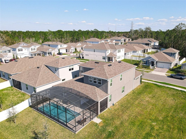 drone / aerial view with a residential view