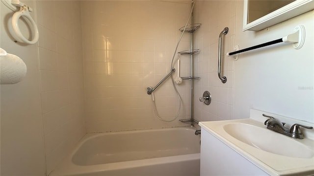 bathroom featuring shower / bathing tub combination and vanity