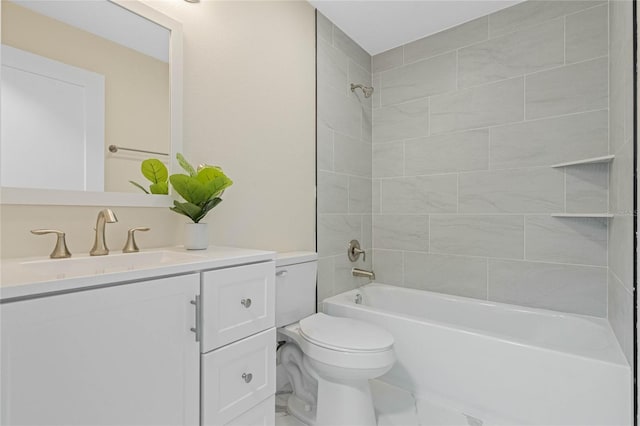 bathroom featuring shower / bathing tub combination, vanity, and toilet