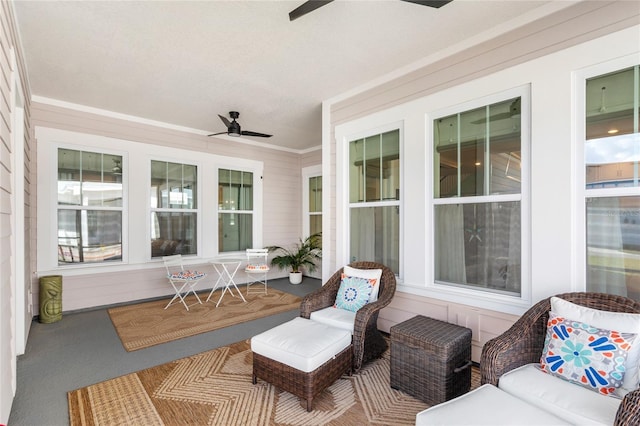 view of patio with a ceiling fan