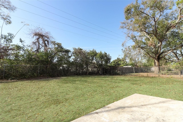 view of yard with a patio area and a fenced backyard